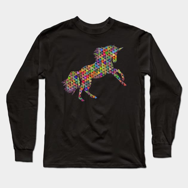 beautiful unicorn geometric Long Sleeve T-Shirt by Catcrea